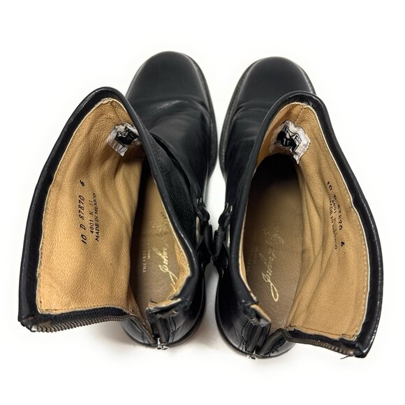 Frye Mens Phillip Harness Moto Biker Boots Size 10 D Back Zip Black Leather - Picture 8 of 14